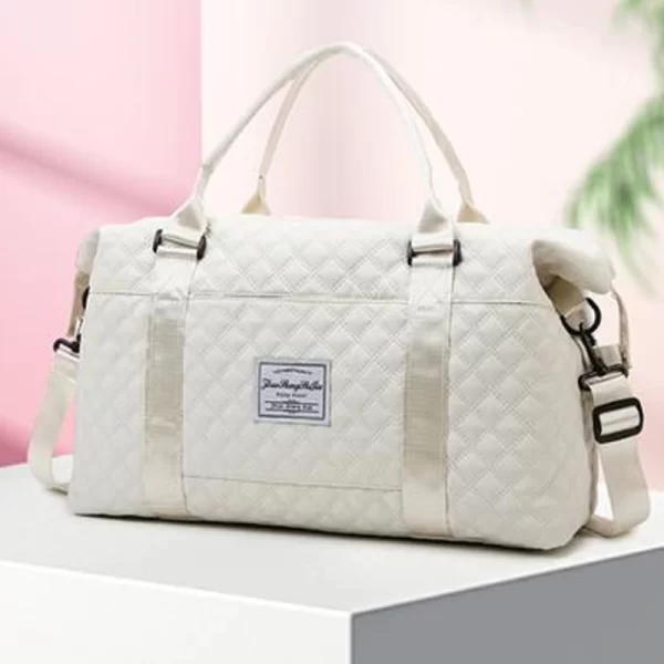 Durable Travel Shoulder Quilted Duffle White Bag