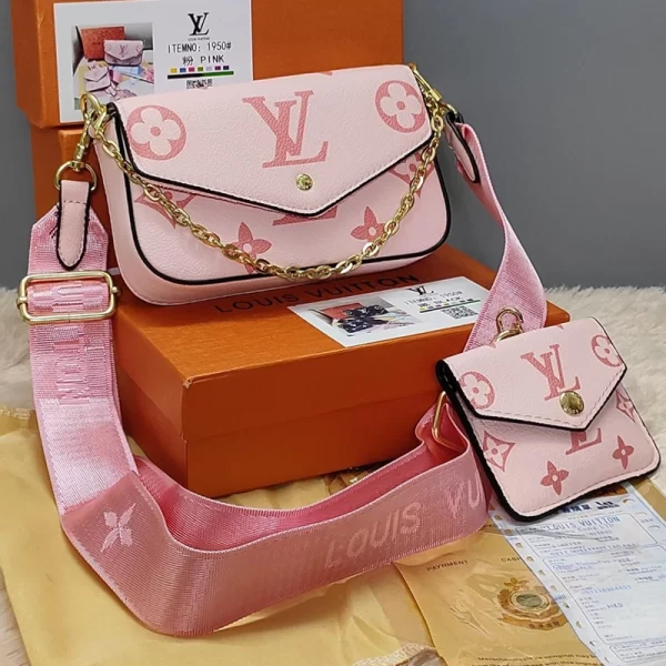 Mirror Copy Monogram Sling Pink Bag With Coin Pouch