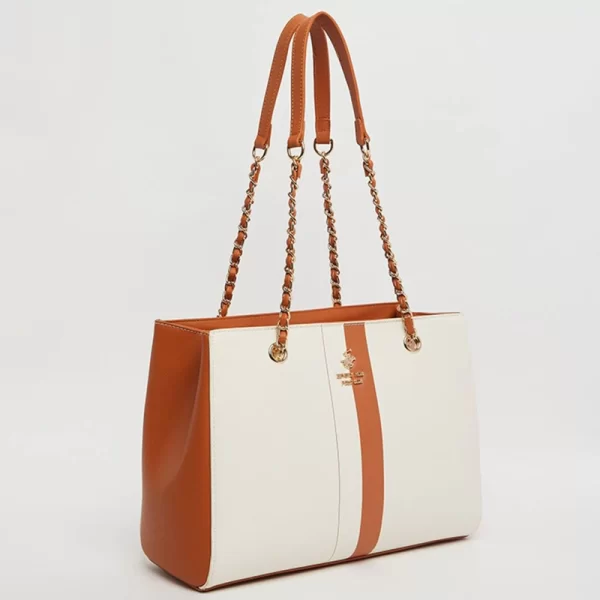 Premium Quality Beverly Hills Polo Club Shoulder White Tan Bag